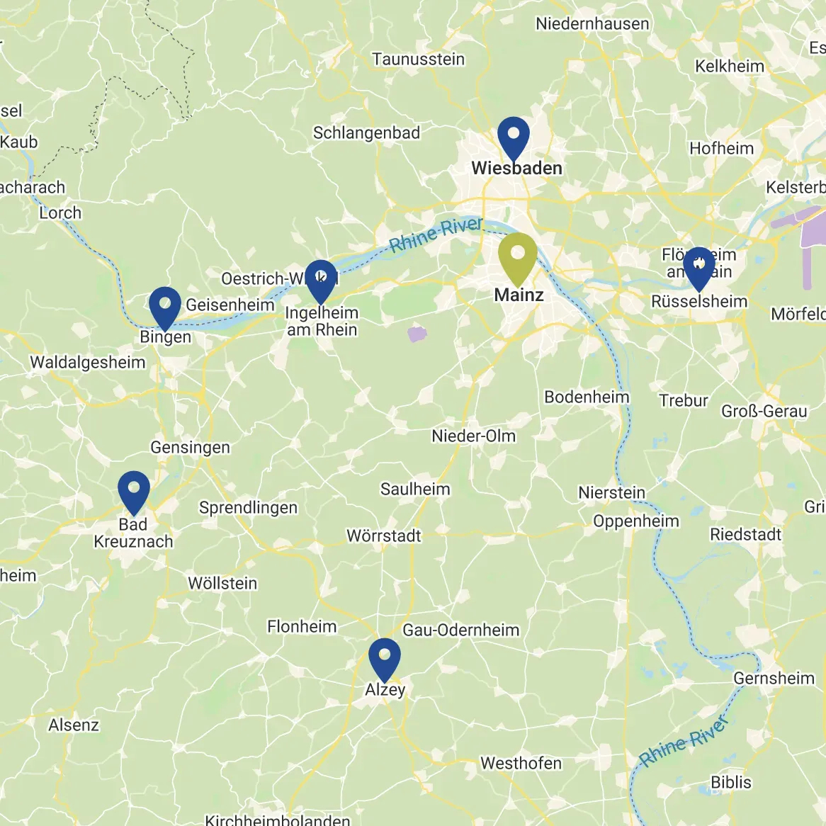 Karte Arbeitsrecht Mainz und Umgebung